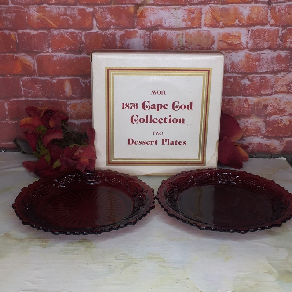 Vintage Avon 1876 Cape Cod Collection Set of Two 6" Ruby Red Dessert Plates